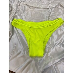 Ribbed Bikini‎ Bottom Neon Yellow Strappy Swimsuit Bottoms